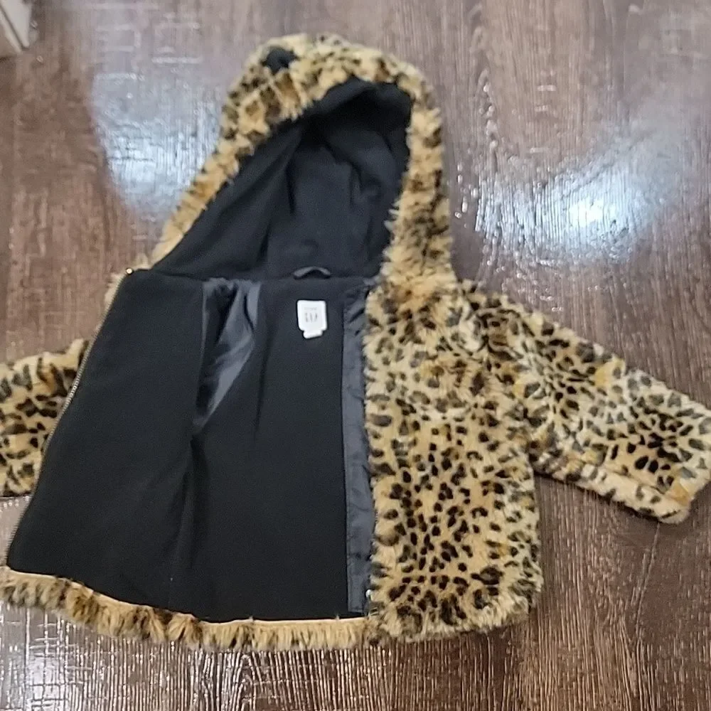 Baby Gap Cheetah Faur Fur Coat with Hood